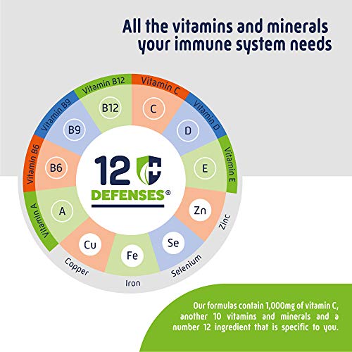 PROBIOTICOS y Prebioticos para la Salud Intestinal - 7 cepas diferentes - Multivitaminas para el Sistema Inmunológico con Vitamina C 1000mg, Vitamina D, Zinc - 60 cápsulas vegetarianas - 12 DEFENSES