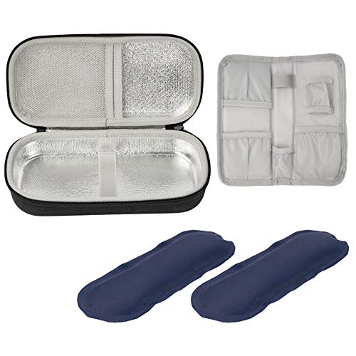 ProCase Bolsa de Insulina Organizador, Estuche Diabetico para Refrigeración de Insulina，para Tomar Bolígrafos de Insulina u Otros Suministros para Diabéticos -Negro