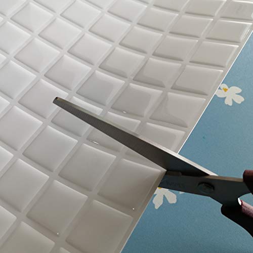 profesticker Vinilo Azulejo Adhesivo Cenefa Adhesiva 3D Auto-Adhesivo Pegatina Pared Baldosa Revestimiento Border Decorativo Impermeable Cocina Baño (Mosaico Blanco, 9)