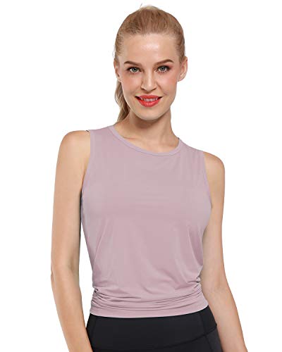 Promover Camiseta sin Mangas de Malla para Entrenamiento para Mujer Camiseta de Yoga Camisetas de Gimnasia sin Mangas con Espalda Abierta Ropa Deportiva Informal