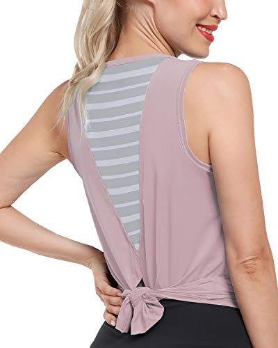 Promover Camiseta sin Mangas de Malla para Entrenamiento para Mujer Camiseta de Yoga Camisetas de Gimnasia sin Mangas con Espalda Abierta Ropa Deportiva Informal