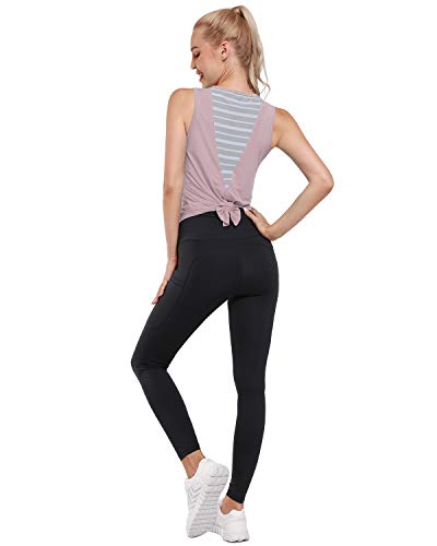 Promover Camiseta sin Mangas de Malla para Entrenamiento para Mujer Camiseta de Yoga Camisetas de Gimnasia sin Mangas con Espalda Abierta Ropa Deportiva Informal