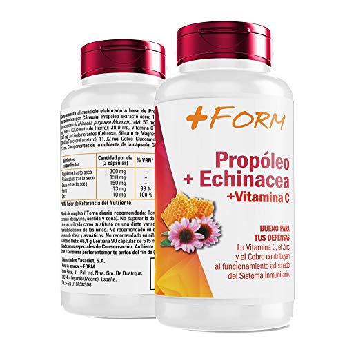 Propoleo Puro 90 Cápsulas| Propóleo+ Equinacea+ Vitamina C+ Zinc| Vitaminas para el Cansancio| Refuerza las Defensas| Aquisana