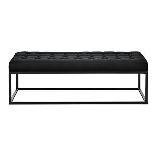 pro.tec Banco Tapizado 120 x 40 x 38 cm Taburete pie de Cama Asiento cómodo Banqueta Puf Acolchado Pasillo Salón Dormitorio Negro