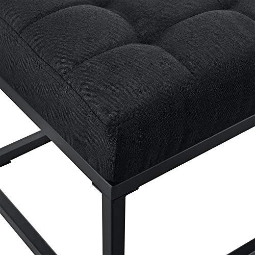 pro.tec Banco Tapizado 120 x 40 x 38 cm Taburete pie de Cama Asiento cómodo Banqueta Puf Acolchado Pasillo Salón Dormitorio Negro