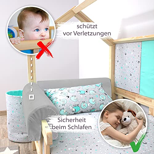 Protector Cuna Barrera Cama 70 cm - Protector Cama anticaida, Infantil Protector Pared Cama niños Gris Claro Velvet