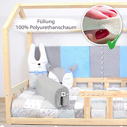 Protector Cuna Barrera Cama 70 cm - Protector Cama anticaida, Infantil Protector Pared Cama niños Gris Claro Velvet