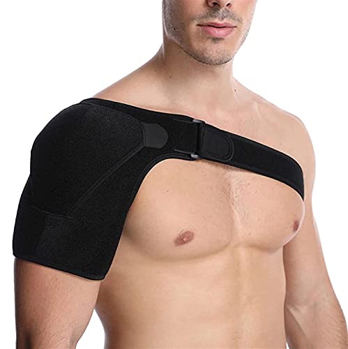 Protector de hombro, ajustable para gimnasio, cuidado deportivo, soporte para un solo hombro, protector de espalda, correa, cinturón, almohadillas de banda, vendaje negro, prevención de lesiones