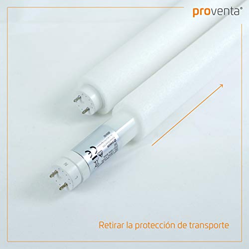 proventa® Luminaria LED estanca IP65 a prueba de humedad y polvo 120 cm. Tubos LED incluidos 4.000K 36W 3.600 lúmenes. Pantalla de policarbonato con protección IK08. Clase energética A+