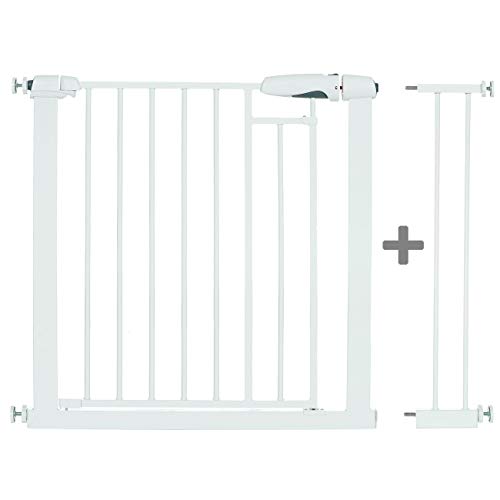 Puerta de Seguridad Bebé Barrera para Puertas y Escaleras, 90-97 cm, Blanco