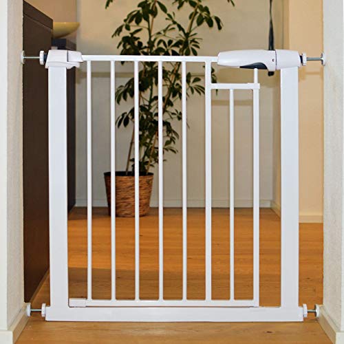 Puerta de Seguridad Bebé Barrera para Puertas y Escaleras, 90-97 cm, Blanco