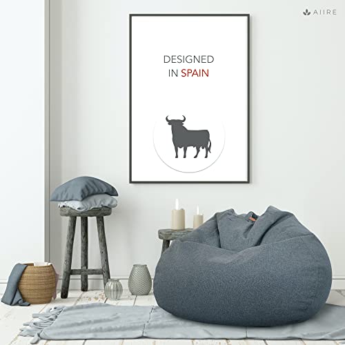 Puff de Salon Moderno de Diseño - Puf Gigante XXL con Relleno Incluido para Decoracion Habitacion Juvenil - Bean Bag Gamer, Infantiles o Cojin de Suelo Grande Gris