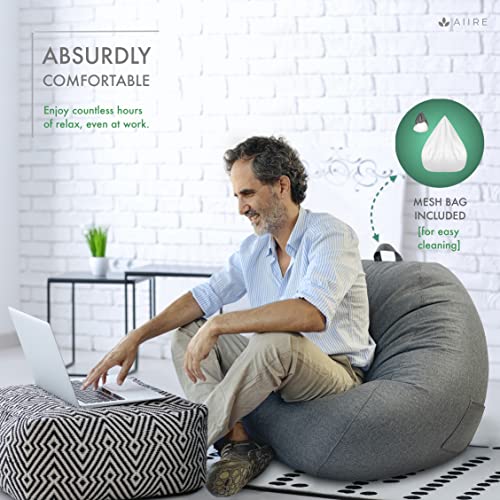 Puff de Salon Moderno de Diseño - Puf Gigante XXL con Relleno Incluido para Decoracion Habitacion Juvenil - Bean Bag Gamer, Infantiles o Cojin de Suelo Grande Gris