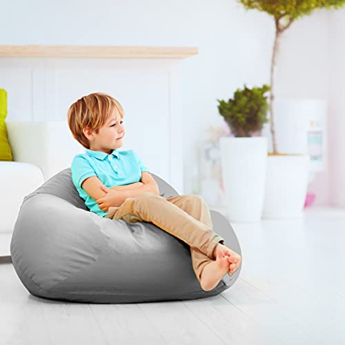 Puff Infantiles XXL con Relleno Incluido - Sillon Infantil para Decoracion Habitacion Niña - Silla, Sofa o Puf Gamer - Sillon Bebe Gigante Gris - Originales Regalos para Niños de 6 a 12 Años