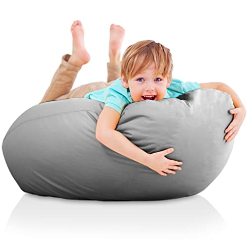 Puff Infantiles XXL con Relleno Incluido - Sillon Infantil para Decoracion Habitacion Niña - Silla, Sofa o Puf Gamer - Sillon Bebe Gigante Gris - Originales Regalos para Niños de 6 a 12 Años