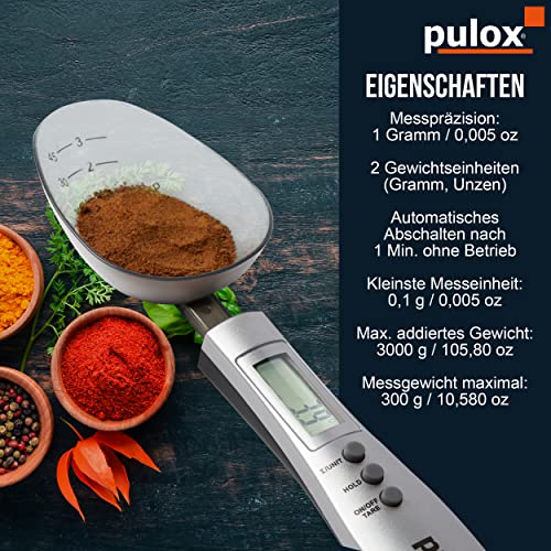 Pulox Báscula de Cocina digital con Cuchara