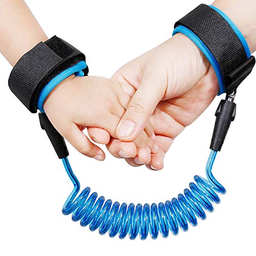 Pulsera Infantil Anti-Perdida，Correa antipérdida de muñeca,Correa de Muñeca de Seguridad para Evitar pérdidas para niños pequeños ， para Caminar Compras etc.(1.5m/Azul)