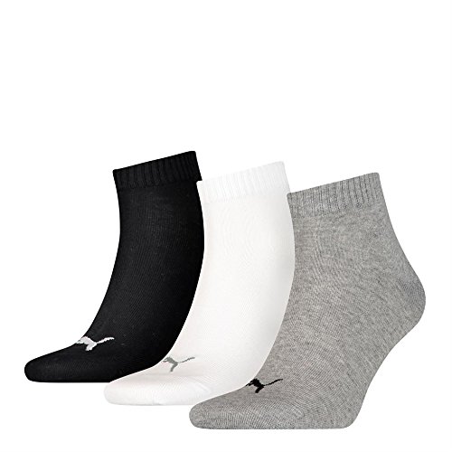 PUMA Unisex Quarters Calcetines Deportivos 6er Pack - gris-blanco-negro / gris-blanco-negro, 35-38 (pack 6)