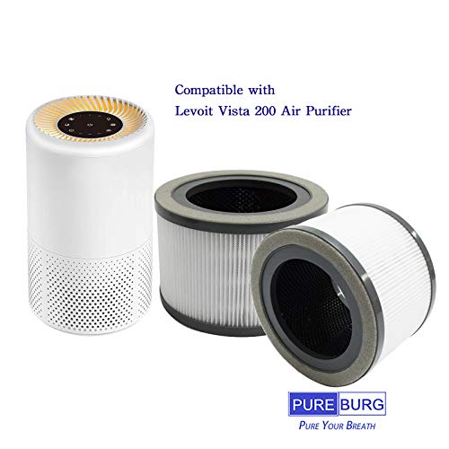 PUREBURG Paquete de 2 filtros de aire HEPA de repuesto compatibles con Levoit Vista 200 purificador de aire número de pieza Vista 200-RF