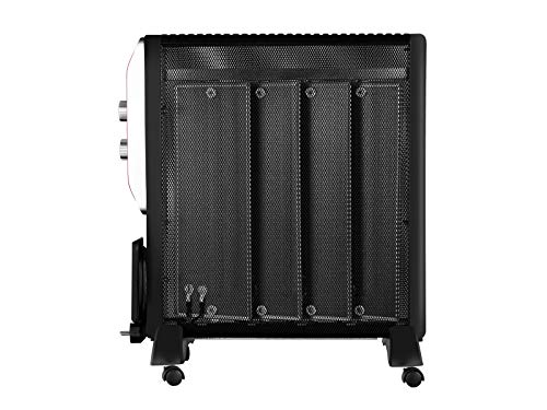 PURLINE MR2000B Calefactor Radiador Eléctrico con Panel de Mica hasta 2000 W Color Negro con Ruedas y termostato