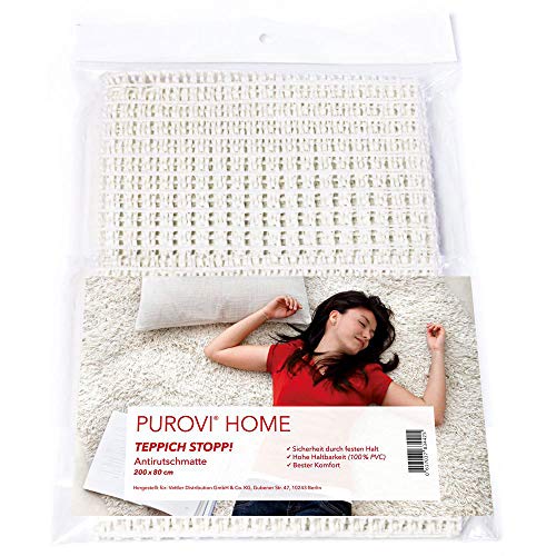 Purovi Antideslizante Alfombra - Rejilla de Plastico para Alfombras del Baño - Base de Protección para el Suelo, 200 x 80 cm - Para Moqueta y Parquet