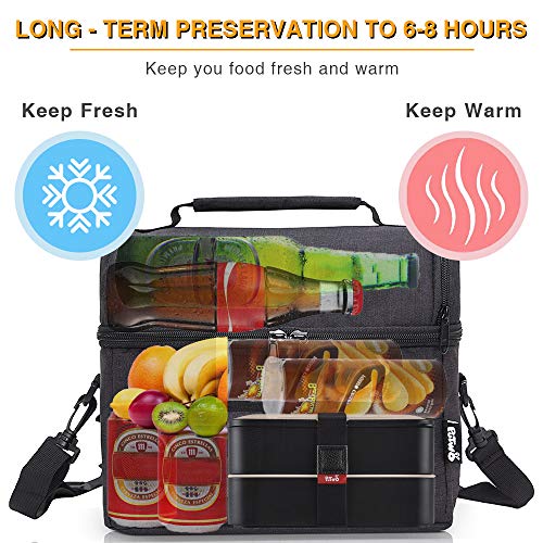 PuTwo Térmica Porta Alimentos 8L Hermética Bolsa Térmica Plegable Bolso Nevera Térmica Tela Bolsas Térmicas para Llevar Comida Nevera Almuerzo para Adulto Niños Trabajo Oficina Playa Viaje -Negro