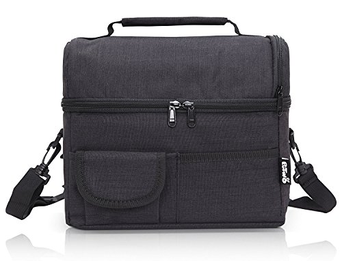 PuTwo Térmica Porta Alimentos 8L Hermética Bolsa Térmica Plegable Bolso Nevera Térmica Tela Bolsas Térmicas para Llevar Comida Nevera Almuerzo para Adulto Niños Trabajo Oficina Playa Viaje -Negro