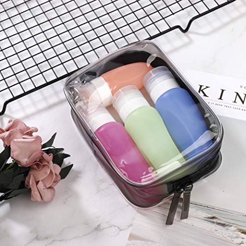 PVC Bolsa de Maquillaje 5 Piezas Transparente Bolsa de Aseo Portátil Cosméticos Organizador Impermeable para Vacación Baño y Viajes 16.5 x 5 x 11.5 cm Claro