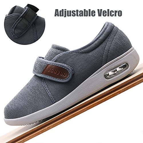 PXQ Zapatos para Caminar para Hombres Zapatillas de Deporte amplias y Anchas con Cojines de Aire Anchos para la Fascitis Plantar, ortopédicos, juanetes, diabéticos,Azul,42