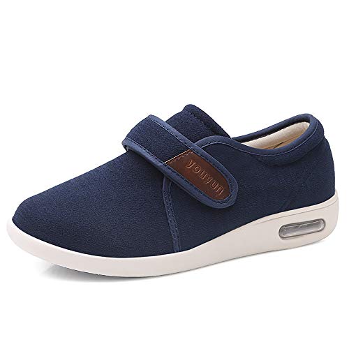 PXQ Zapatos para Caminar para Hombres Zapatillas de Deporte amplias y Anchas con Cojines de Aire Anchos para la Fascitis Plantar, ortopédicos, juanetes, diabéticos,Azul,42