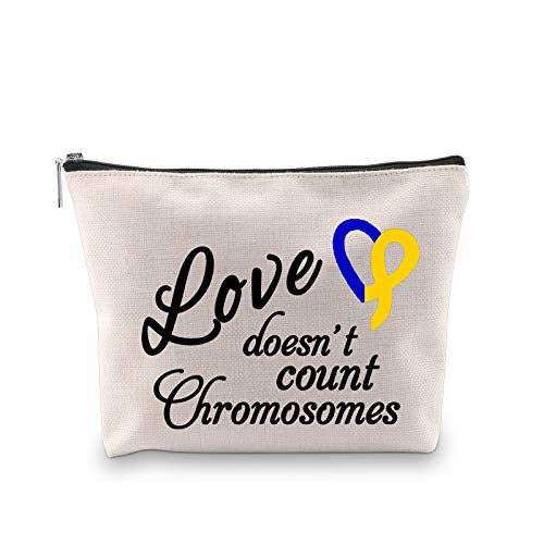 PYOUL Down Síndrome Conciencia Presente Down Síndrome Cinta Amor No Cuenta Cromosomas Bolsa de Maquillaje