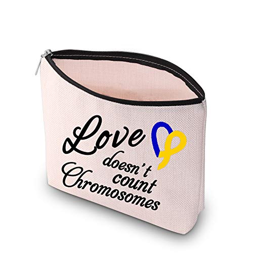 PYOUL Down Síndrome Conciencia Presente Down Síndrome Cinta Amor No Cuenta Cromosomas Bolsa de Maquillaje