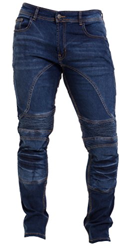 Qaswa Jeans Moto Hombre Motocicleta con Protección Reforzado de Aramida Moto Hombre Pantalones Panel elástico