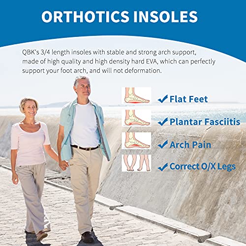 QBK Plantillas Ortopedicas para Fascitis Plantar 3/4 Plantillas gel con Soporte Arco Alto, Plantillas Deportivas Hombre Mujer para Ayudar A Reducir el Talón Rodilla y Tendinitis de Aquiles Dolor,XL