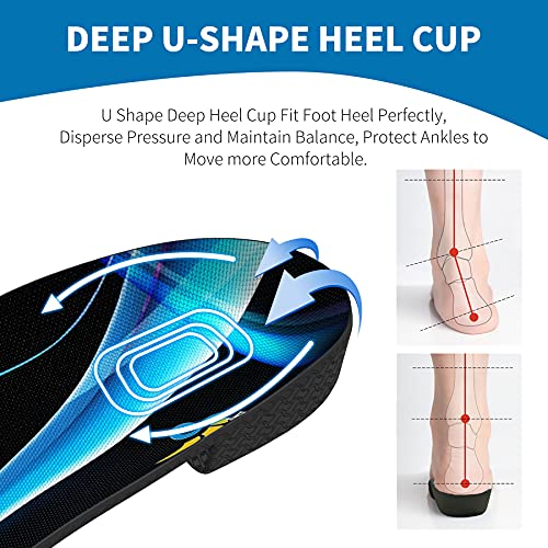 QBK Plantillas Ortopedicas para Fascitis Plantar 3/4 Plantillas gel con Soporte Arco Alto, Plantillas Deportivas Hombre Mujer para Ayudar A Reducir el Talón Rodilla y Tendinitis de Aquiles Dolor,XL