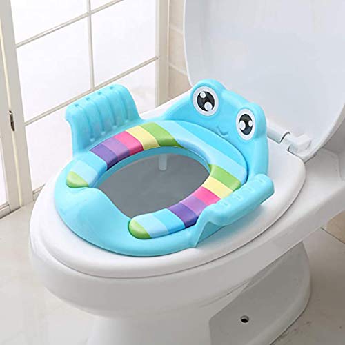 QFbp Baño Entrenamiento Asiento para Niños,Orinal para Niños Pequeños Aseo Inodoro para Niños O Niñas Adaptador En Inodoros Redondos Y Ovalados (Azul)