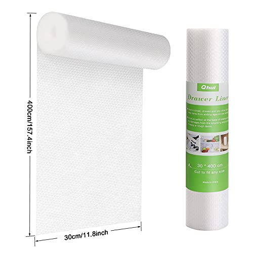 Qhui 30x400 cm EVA Plastico Protector Antideslizante Cocina Cajones Estantes el Gabinete Estera Cuttable, Impermeable Estera del Refrigerador, Forro de cajón Reutilizable