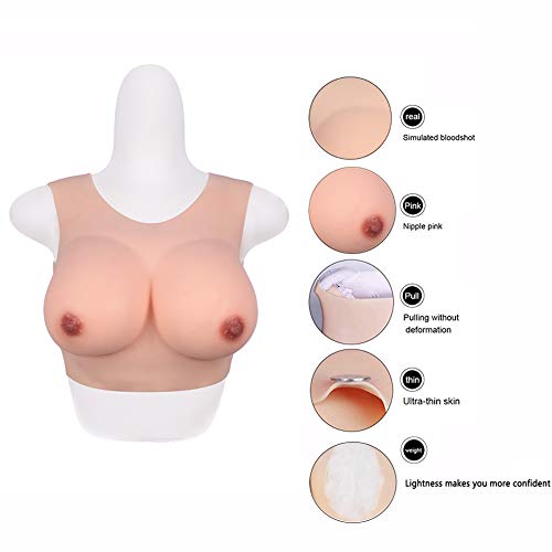 QHYAH Pechos de Silicona para Verano de Travestis Crossdresser Transvestiten Mastectomía Prótesis Transgender Cosplay Breast Forms 1 G,Ivory White,C Cup