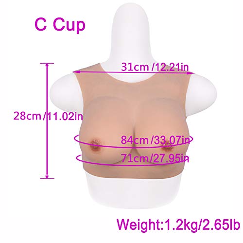 QHYAH Pechos de Silicona para Verano de Travestis Crossdresser Transvestiten Mastectomía Prótesis Transgender Cosplay Breast Forms 1 G,Ivory White,C Cup