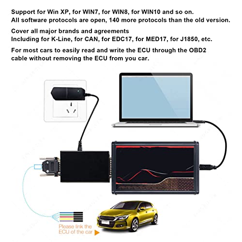 Qiilu OBD2 Tuning Kit Online ECU Scanner, Online ECU Programming Diagnostic Tool V2.8 Red PCB 12V / 24V Universal para Coches, Camiones, Tractores, Motocicletas