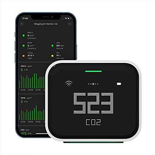 Qingping Air Monitor Lite, sensor de calidad del aire interior Wi-Fi compatible con Apple HomeKit detecta CO2, PM2.5, PM10, temperatura y humedad