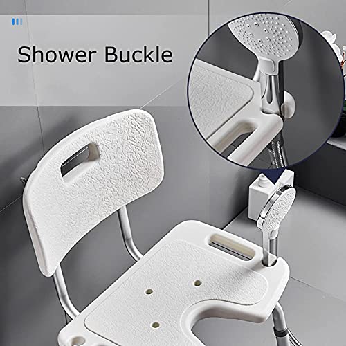 QLIGHA Silla de Ducha con Respaldo y asa incorporada, Asiento de baño Tipo U Asiento de Ducha Recortado para discapacitados, discapacitados, Personas Mayores