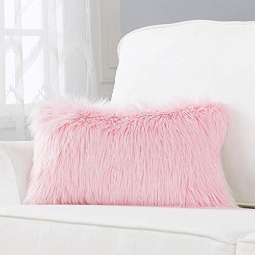 QUANHAO Funda de cojín para sofá, Funda de Almohada de Lana Artificial Suave, cojín de Lana Cuadrada y Suave, Utilizada para la decoración del hogar del sofá Cama del Coche. (Rosa 40x60cm1pcak)