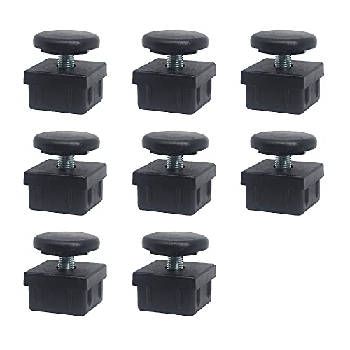 QUICKWARE Pack 8 x Patas Regulables para Tubo (40x40mm) en Poliamida Negra | Elevación Máx (35mm) | Incluye Nivelador + Cantonera | Ideal Hostelería