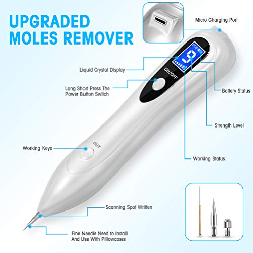 Quitar Verrugas Plasma Pen, Mole Removedor Quité Verrugas con Intensidad de 9 Niveles Pantalla LCD Manchas Cara Eliminación Manchita la Edad, Esputo, Pecas, Tatuajes