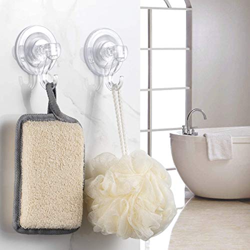 Quntis® - Ganchos Ventosa Fuerte [4 Piezas] Perchas Grandes Individuales, Transparente Plástico, Ganchos Adhesivos Resistente al Agua, Ideal para Baño Cocina Ducha Ventana, etc.