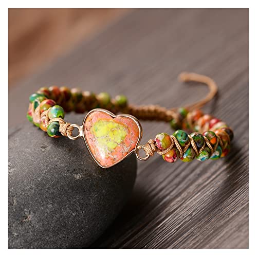 QWEQWE Piedras Carnes Pulseras Hechas a Mano Naranja Verde Cuentas Hembra Novedad joyería