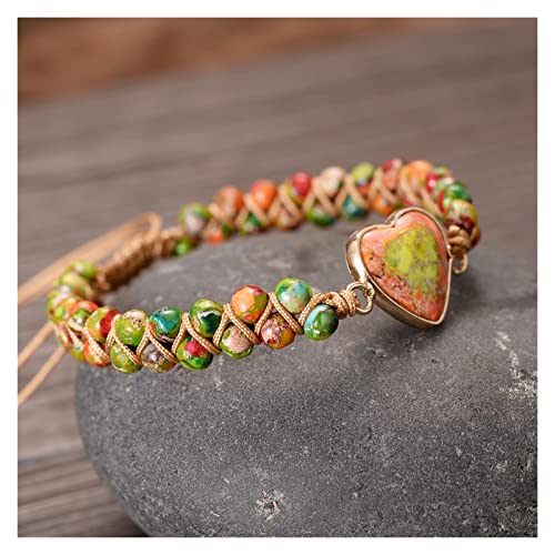 QWEQWE Piedras Carnes Pulseras Hechas a Mano Naranja Verde Cuentas Hembra Novedad joyería