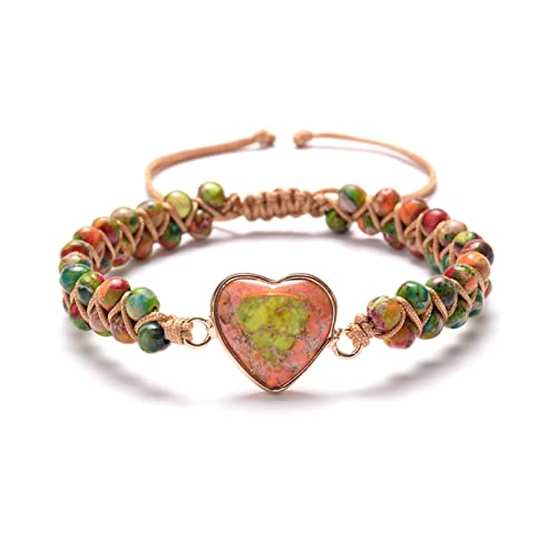 QWEQWE Piedras Carnes Pulseras Hechas a Mano Naranja Verde Cuentas Hembra Novedad joyería