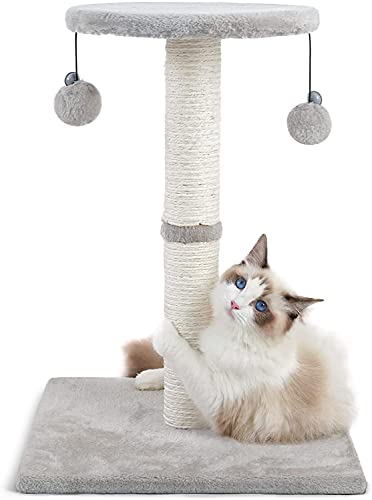 rabbitgoo Rascador para Gatos, Poste Rascador para Gatos de Altitud 55CM, Torre Pequeña con Percha de Sisal y Felpa Y Bola Juguete Colgante, Poste Arbol para Gatos Escalar & Descansar, 40X40X55CM Gris